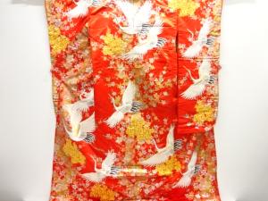 枝花に群鶴模様刺繍花嫁衣装色打掛